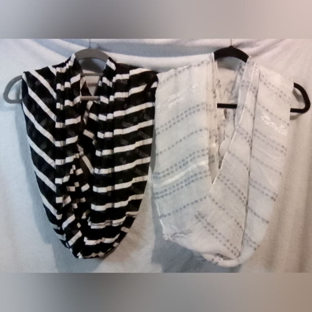 Striped Infinity Scarves - Black and White